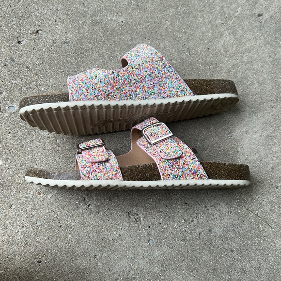 Cat & Jack rainbow glitter slide sandals girls size 4 - Picture 4 of 9